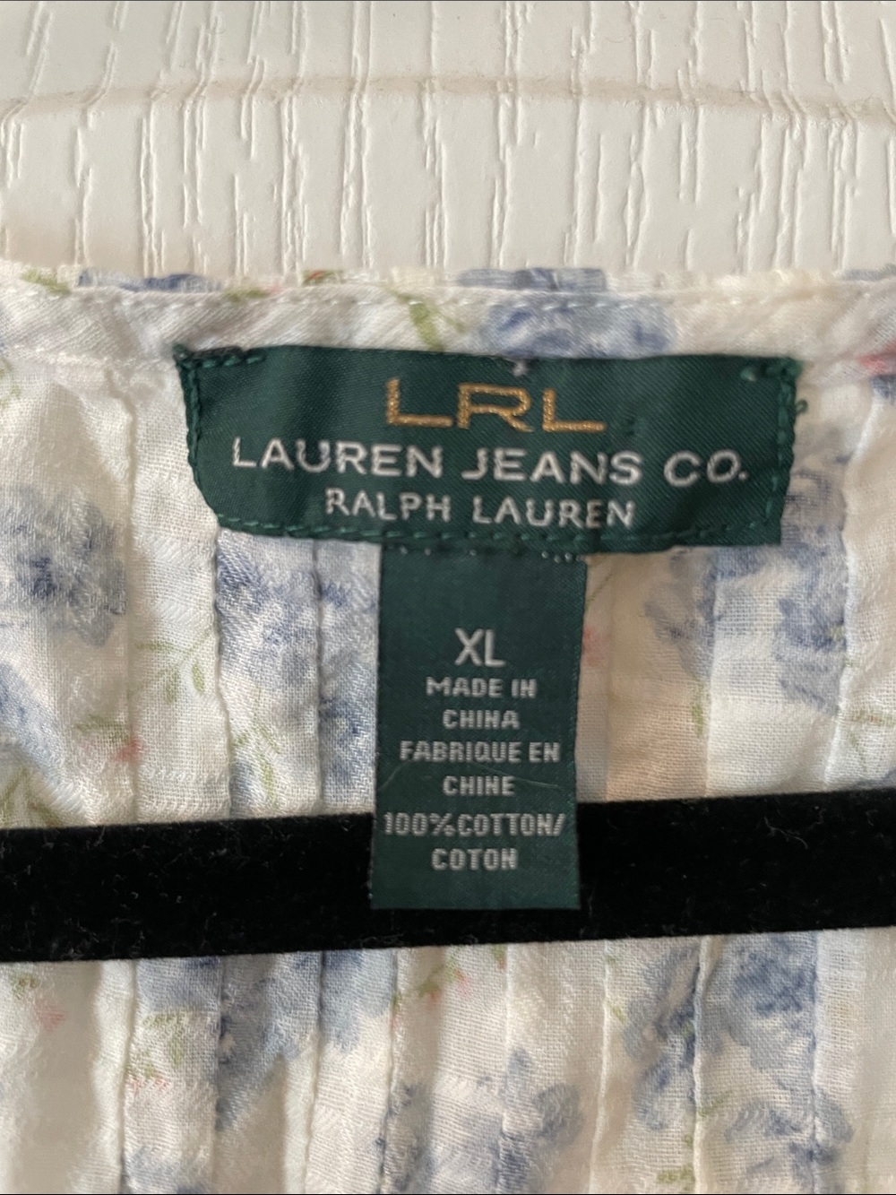Lauren Ralph Lauren Cream Blouse with Blue and Pink Floral Print - Picture 3 of 6